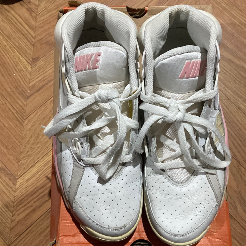 WMNS AIR TRAINER SC HIGH, Size 8.5, White/Wht-Real Pink-Lt Zn Grey